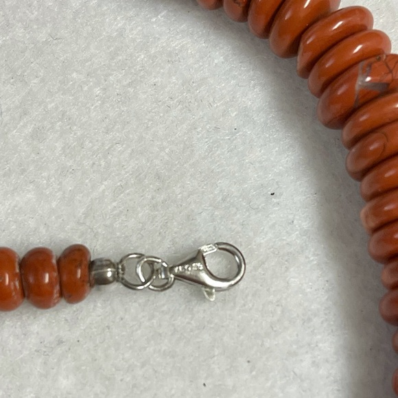 Vintage Sterling Silver Red Jasper Necklace - Picture 5 of 7
